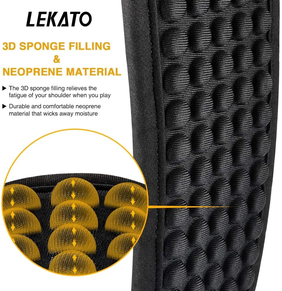 LEKATO LGS-1 3.5 Inches 5 Rows 3D Sponge Filling Guitar Strap Set w/ 6 Picks