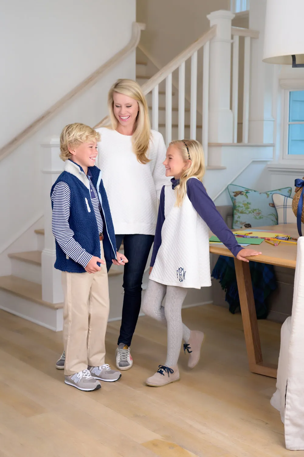 Long Sleeve Prim & Proper Polo & Onesie - Nantucket Navy Stripe with Beale Street Blue Stork