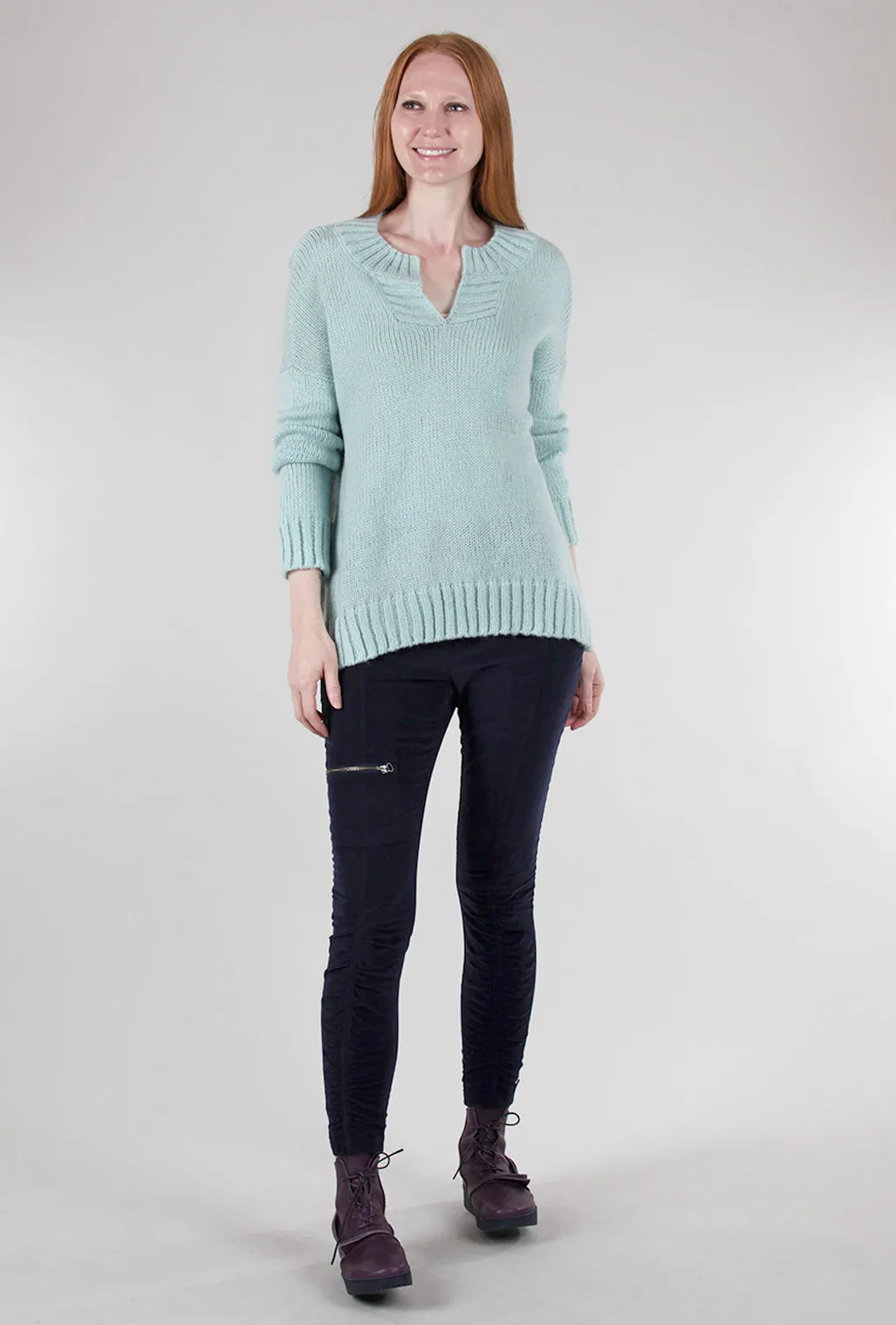 Mara Split-Crew Sweater, Perfect Break Blue