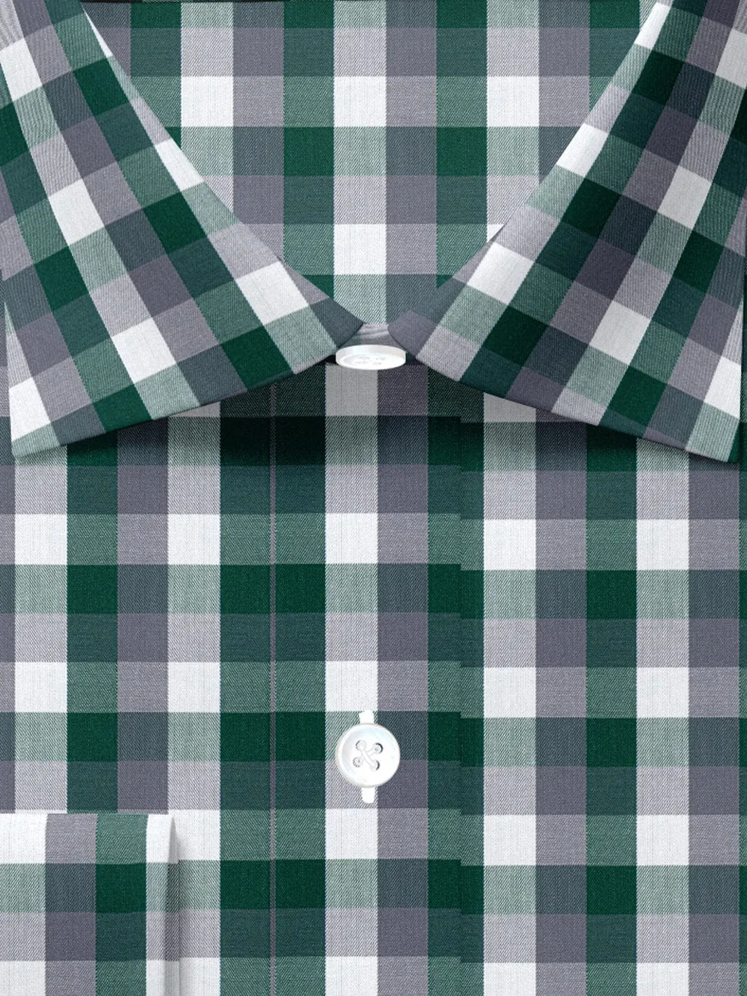 Men's Premium Cotton White & Green Checks Shirt (10246)