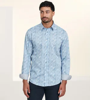 Modern Fit Non-Iron Long Sleeve Floral Pattern Sport Shirt