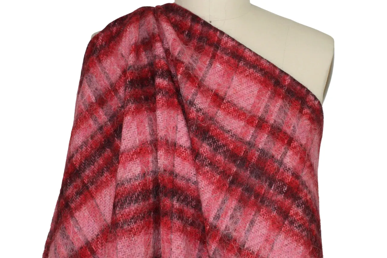 Mohair Blend Plaid Jacket Weight - Red Tones