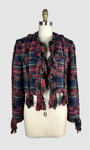 MOSCHINO CHEAP & CHIC 90s Cropped Wool Tweed Tartan Jacket • Small