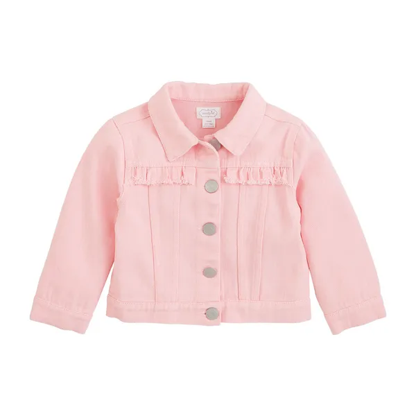 Mudpie Toddler White & Pink Denim Jacket