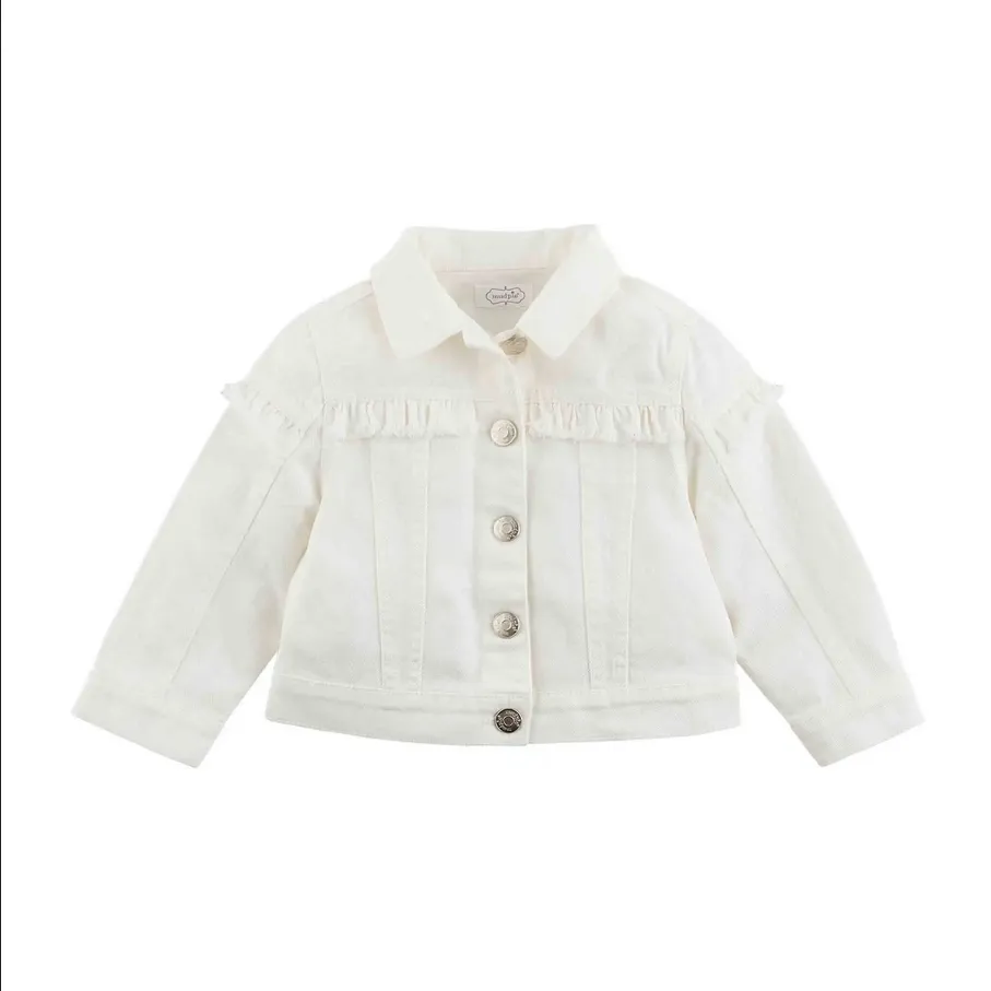 Mudpie Toddler White & Pink Denim Jacket