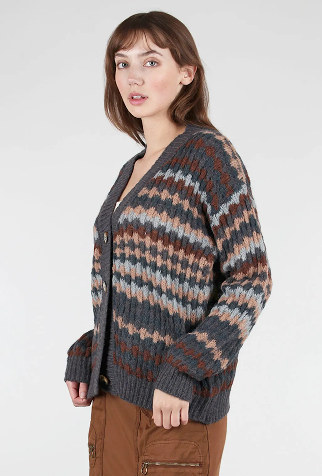 Multi-Color Knit Cardigan, Coal