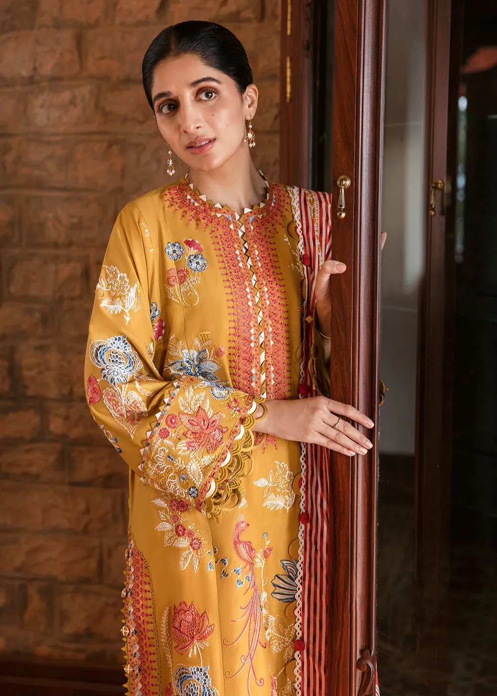 Mustard Luxury Lawn Suit | Zaha | Festive Lawn '23 | DERIN - ZF23-02