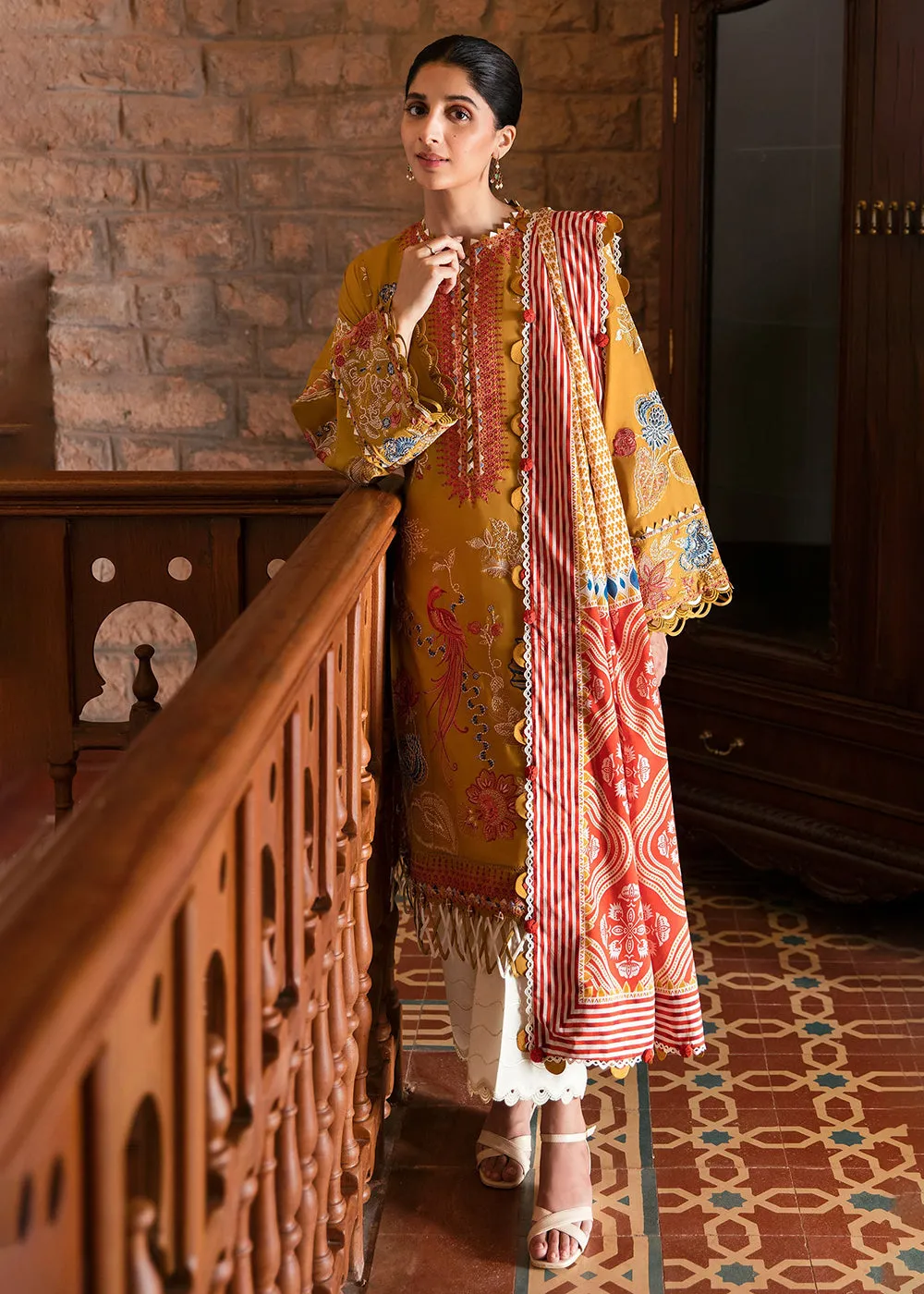 Mustard Luxury Lawn Suit | Zaha | Festive Lawn '23 | DERIN - ZF23-02