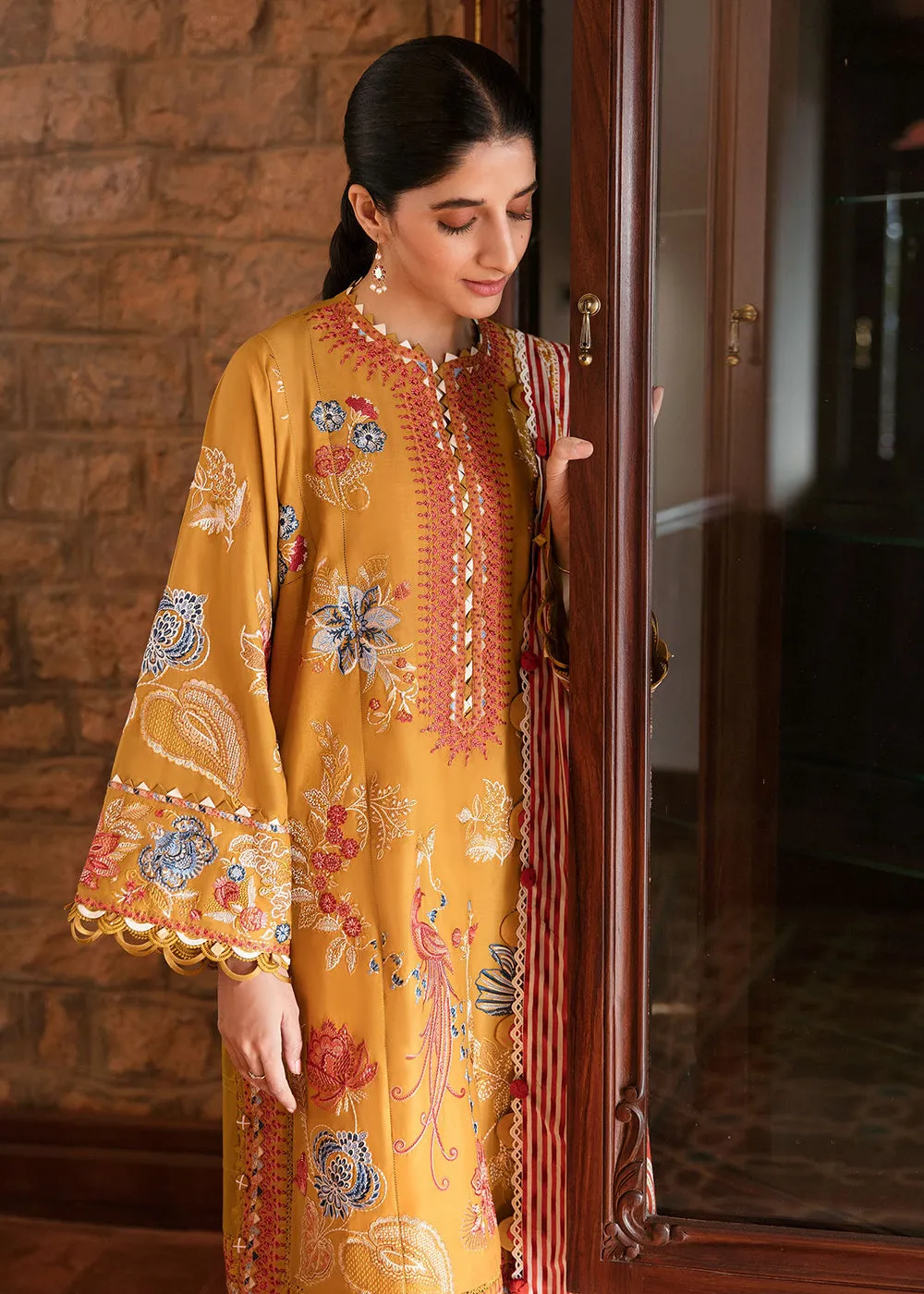 Mustard Luxury Lawn Suit | Zaha | Festive Lawn '23 | DERIN - ZF23-02