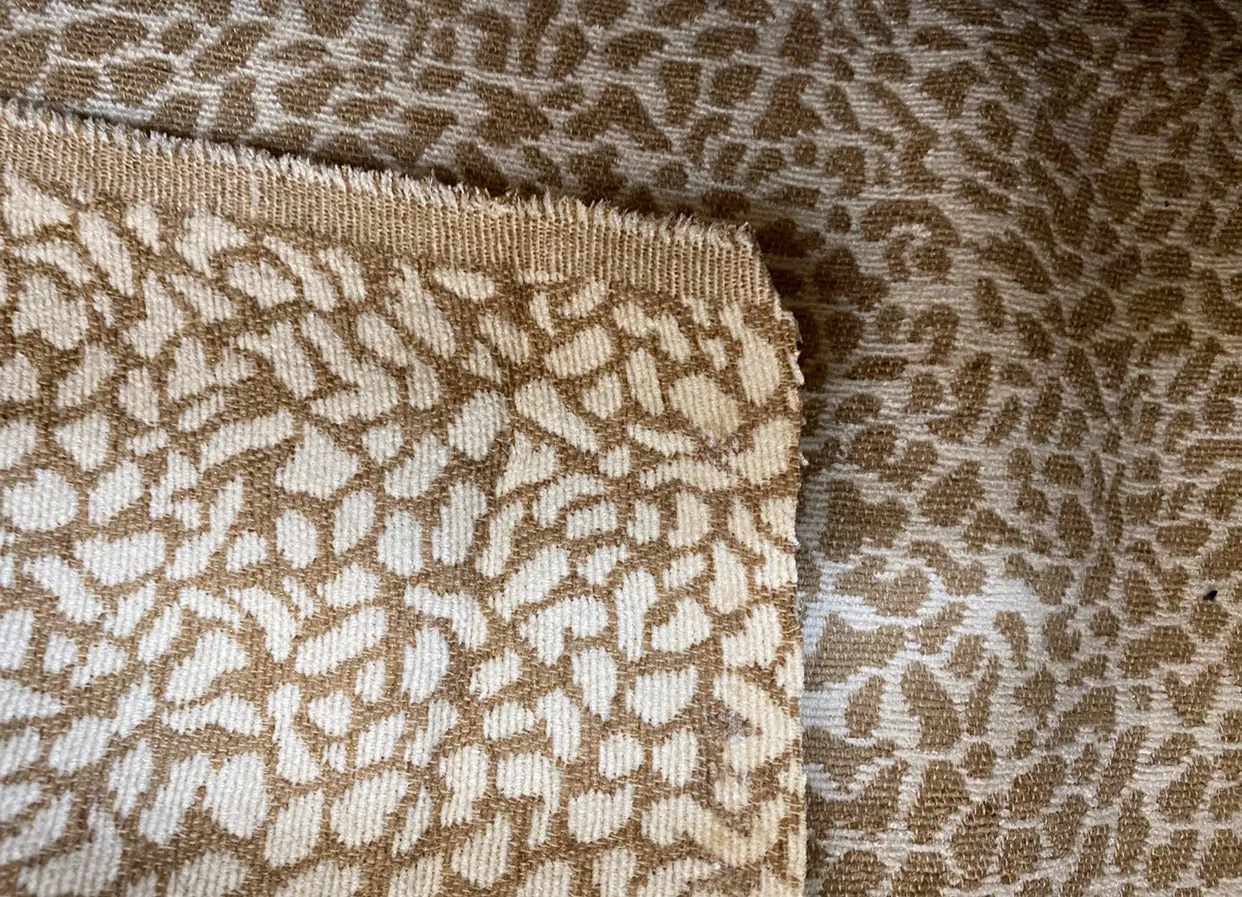 NEW Count Joshua Leopard Upholstery and Drapery Chenille Velvet Fabric in Beige and Cream