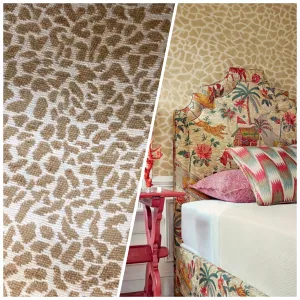 NEW Count Joshua Leopard Upholstery and Drapery Chenille Velvet Fabric in Beige and Cream