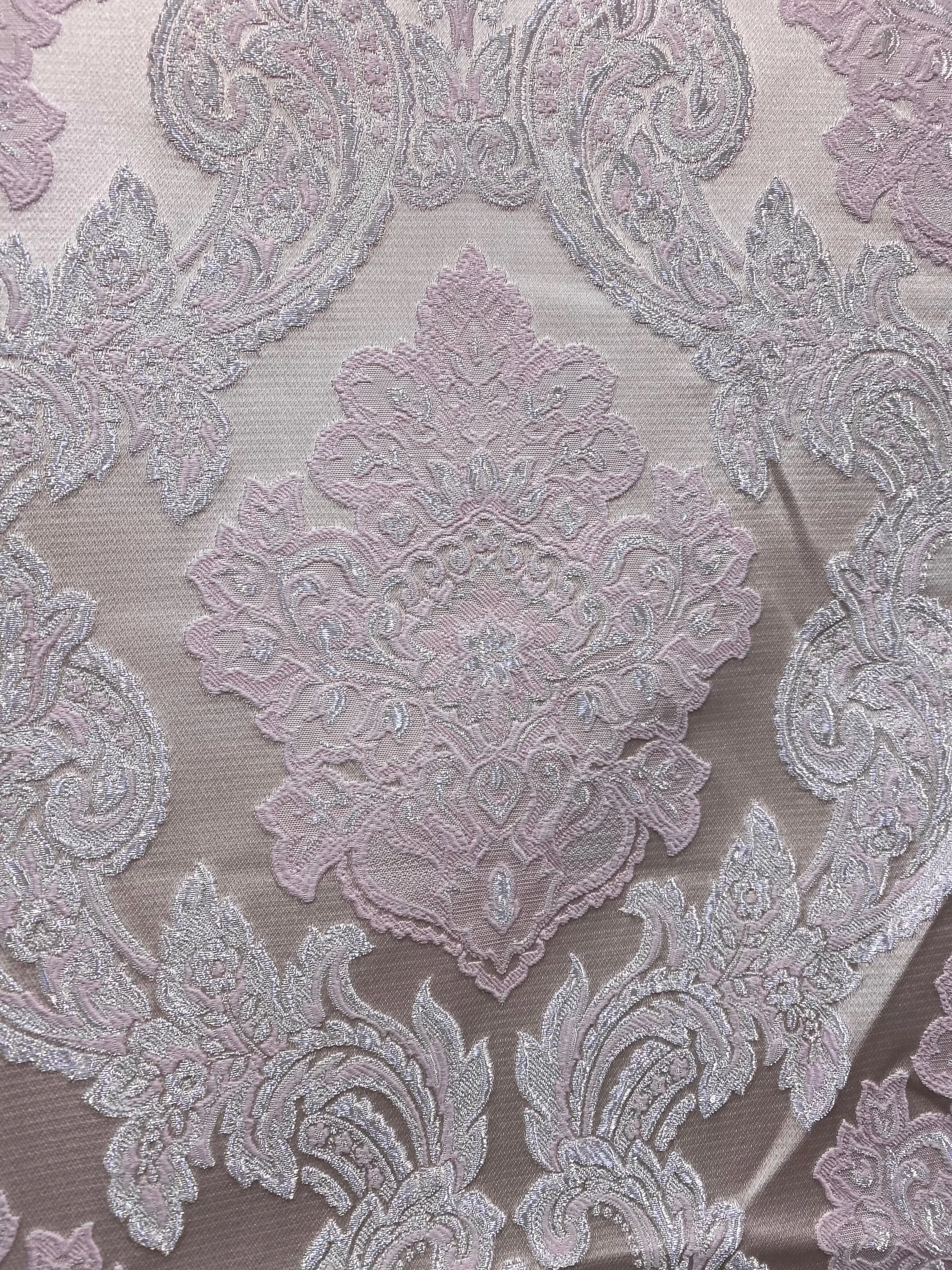 NEW King Rufus Brocade Satin Damask Decorating & Upholstery Fabric- Antique Pink