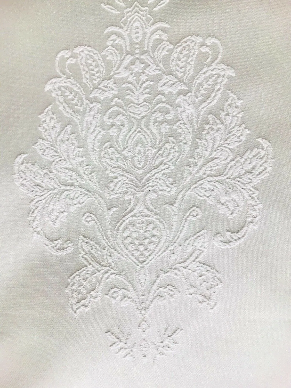 NEW Lady Alison Antique Inspired White Satin Brocade Medallion Upholstery Decorating Fabric