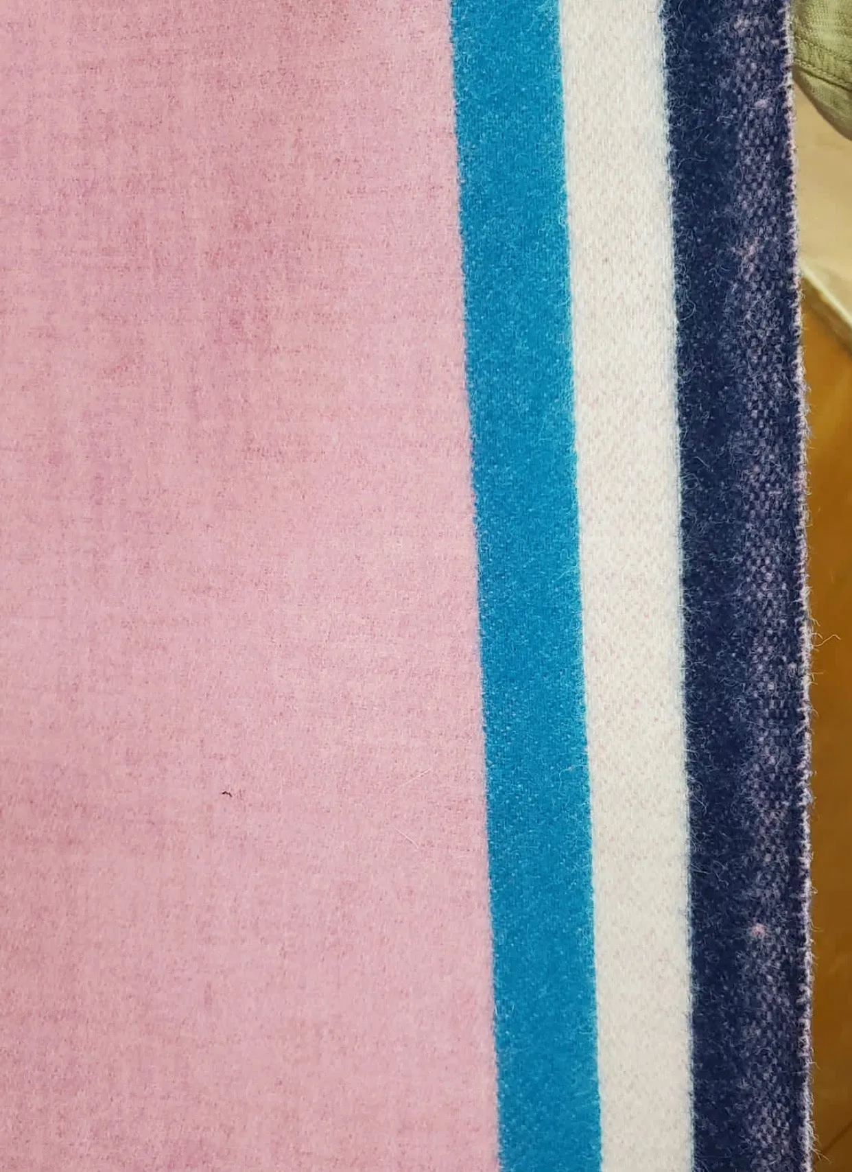 NEW Lady Poirot 100% Wool Made in Italy Coat Fabric Pink with Blue and White Stripes on Selvage