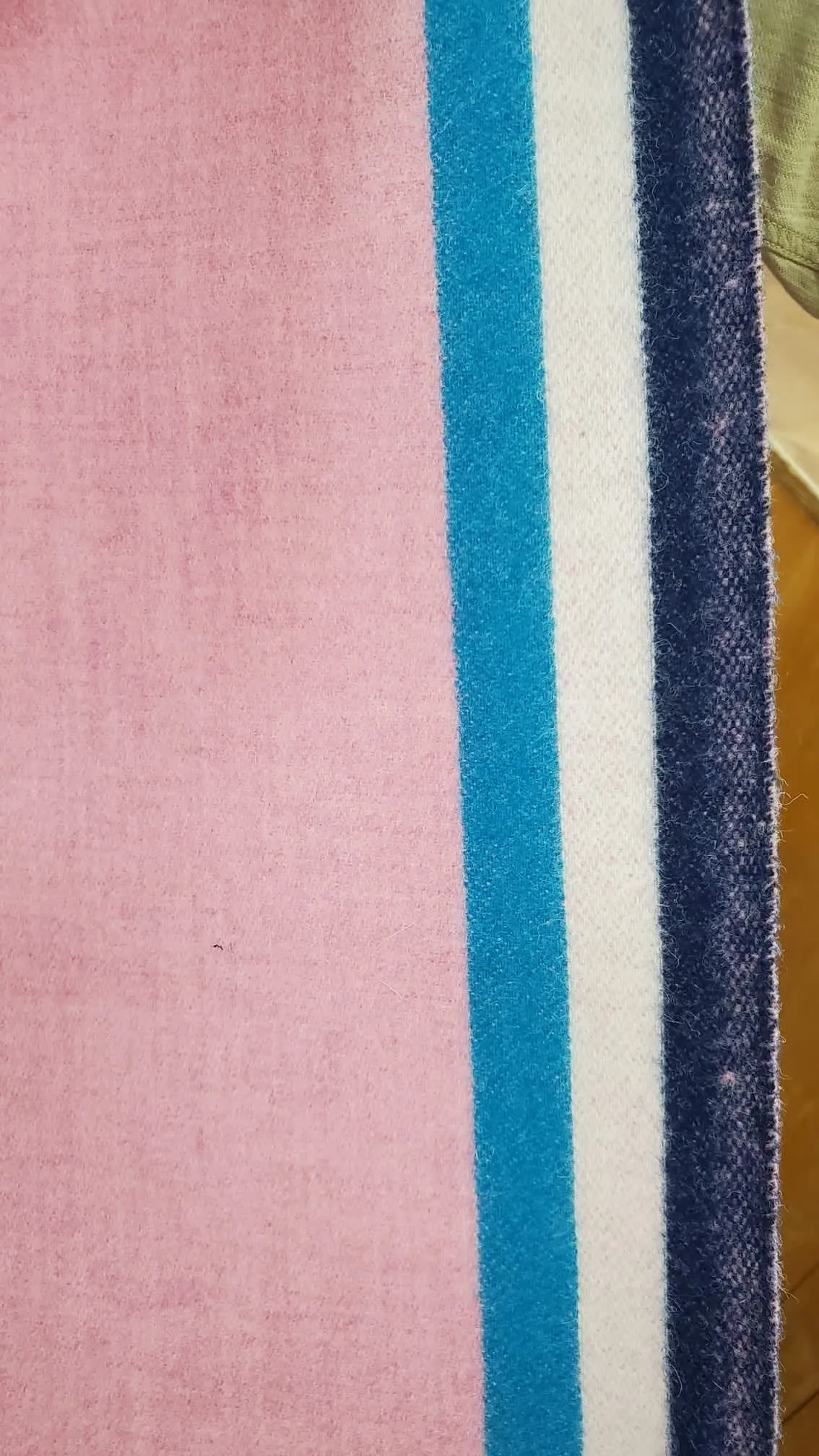 NEW Lady Poirot 100% Wool Made in Italy Coat Fabric Pink with Blue and White Stripes on Selvage