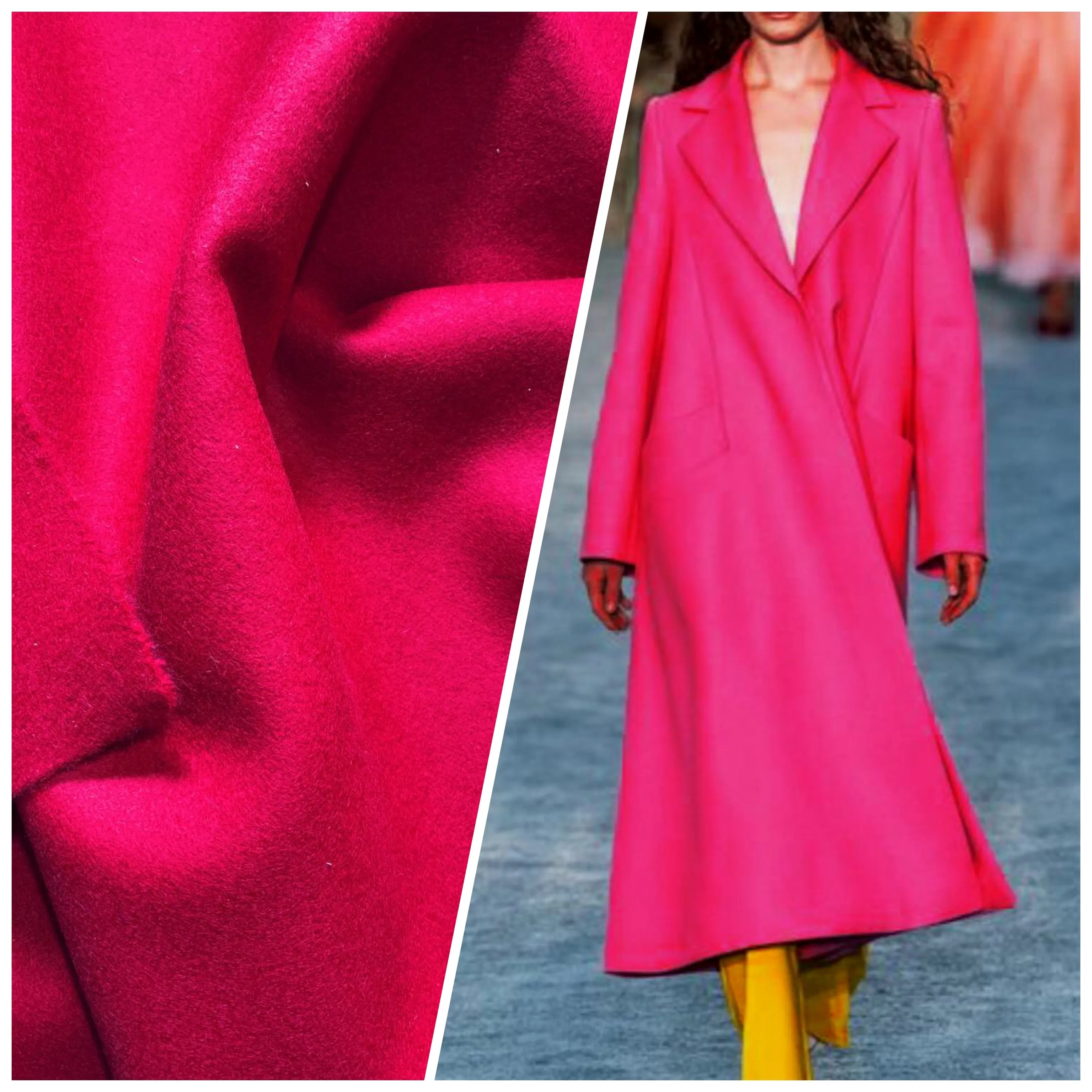 NEW Miss Elle Designer 100% Felted Wool Fuchsia Pink Coat Fabric