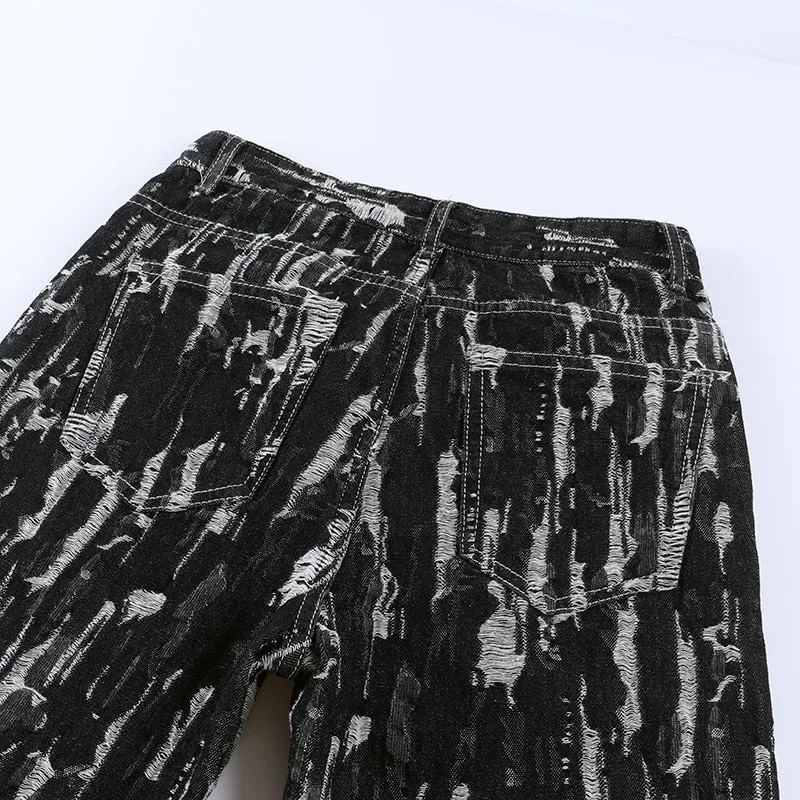 'Night Fire' Black Grunge High Waist Pants