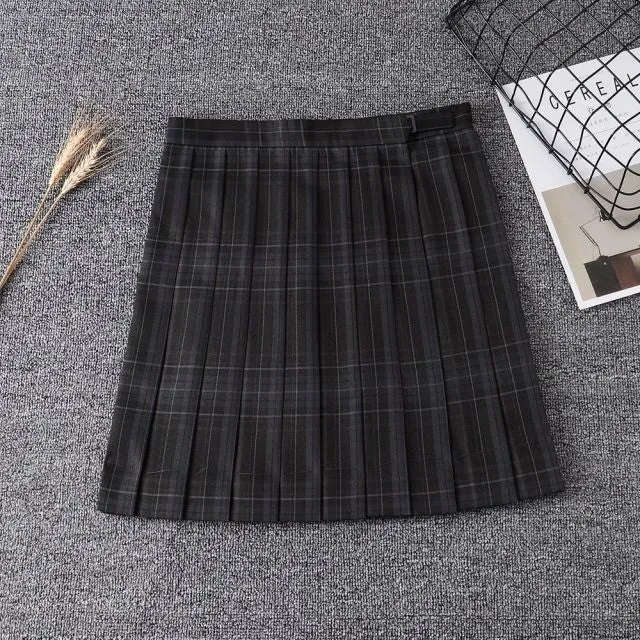 'No Turning Back' Black Grunge Plaid Skirt