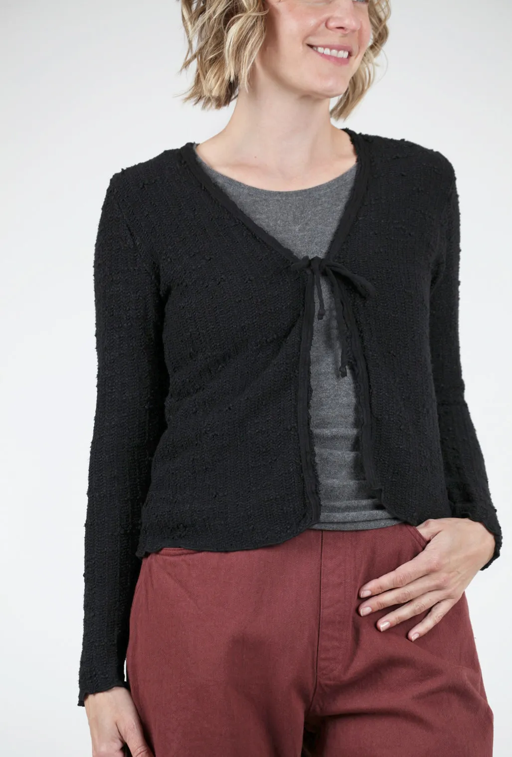 Nubby Tie Cardi, Black