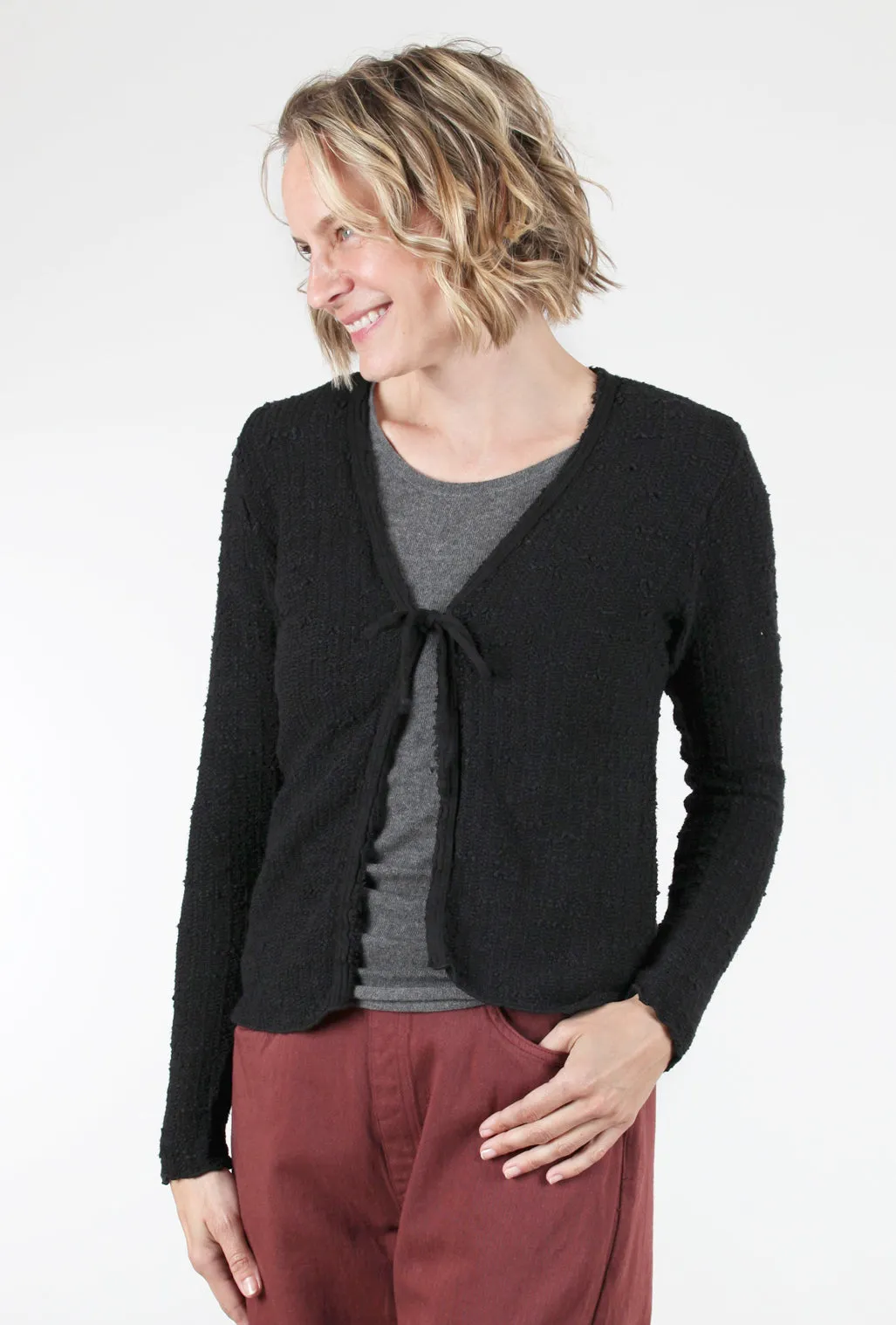 Nubby Tie Cardi, Black