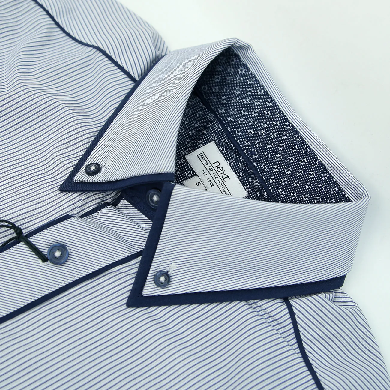 NX - Men 'Navy & white' Double Collar Classic Lining Formal Shirt NX897