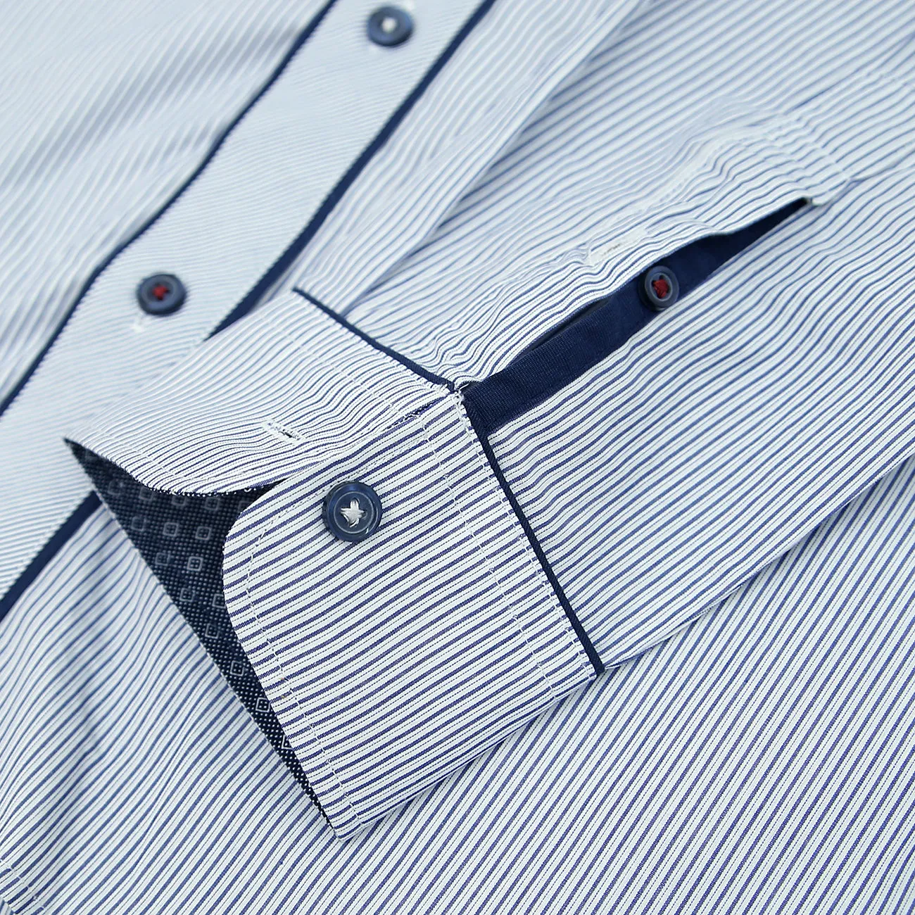 NX - Men 'Navy & white' Double Collar Classic Lining Formal Shirt NX897