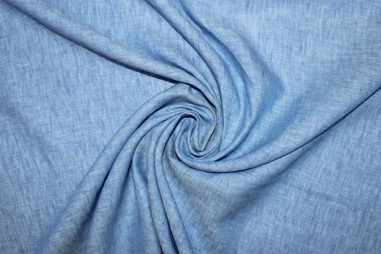 NY Designer Selvage Linen - Heathered Blue