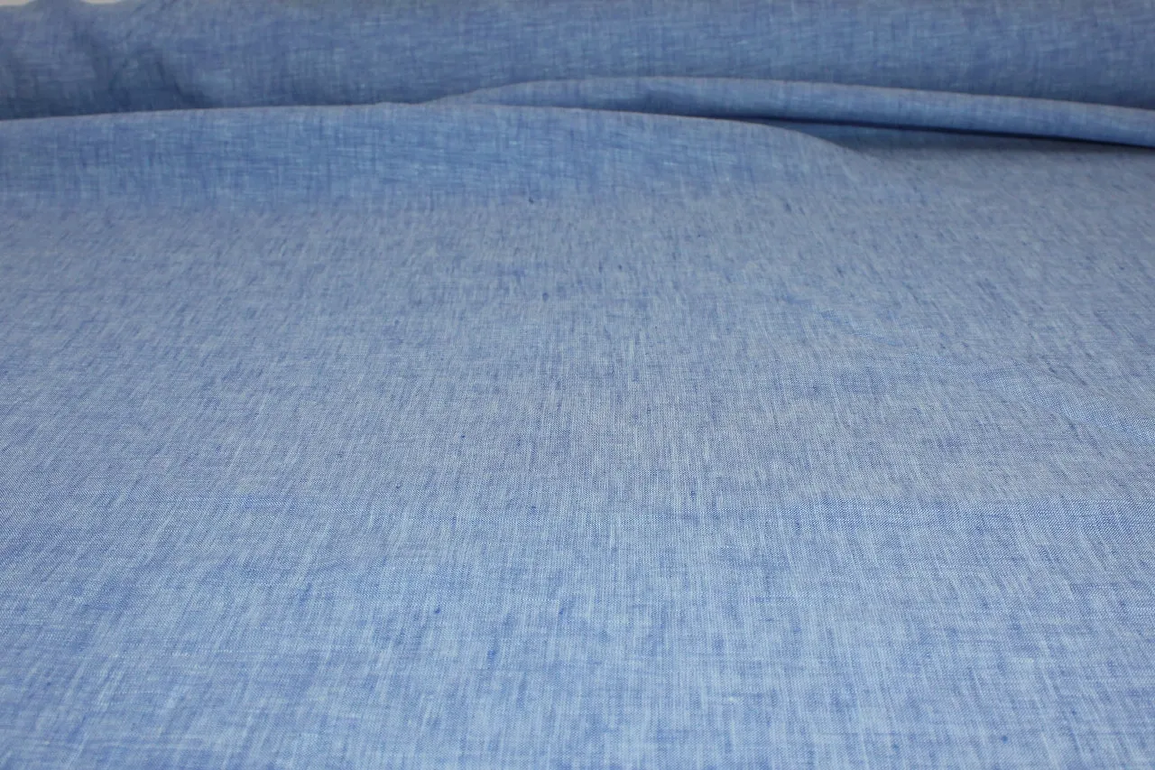 NY Designer Selvage Linen - Heathered Blue