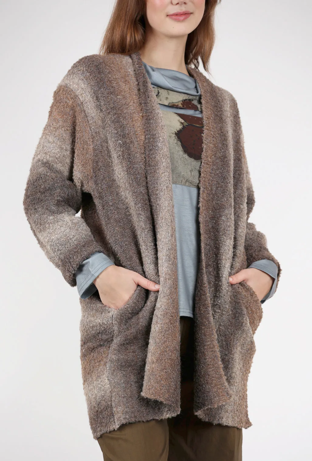 Ombre Open Cardigan, Umber