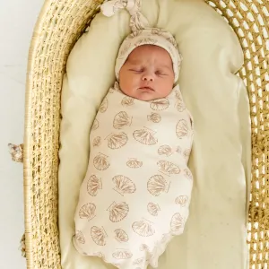 Organic Baby Swaddle Blanket & Hat | Seashells