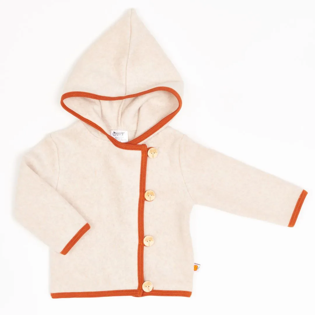 Organic fleece jacket with buttons "Fleece Nude Marl | Rust" - 100% organic cotton