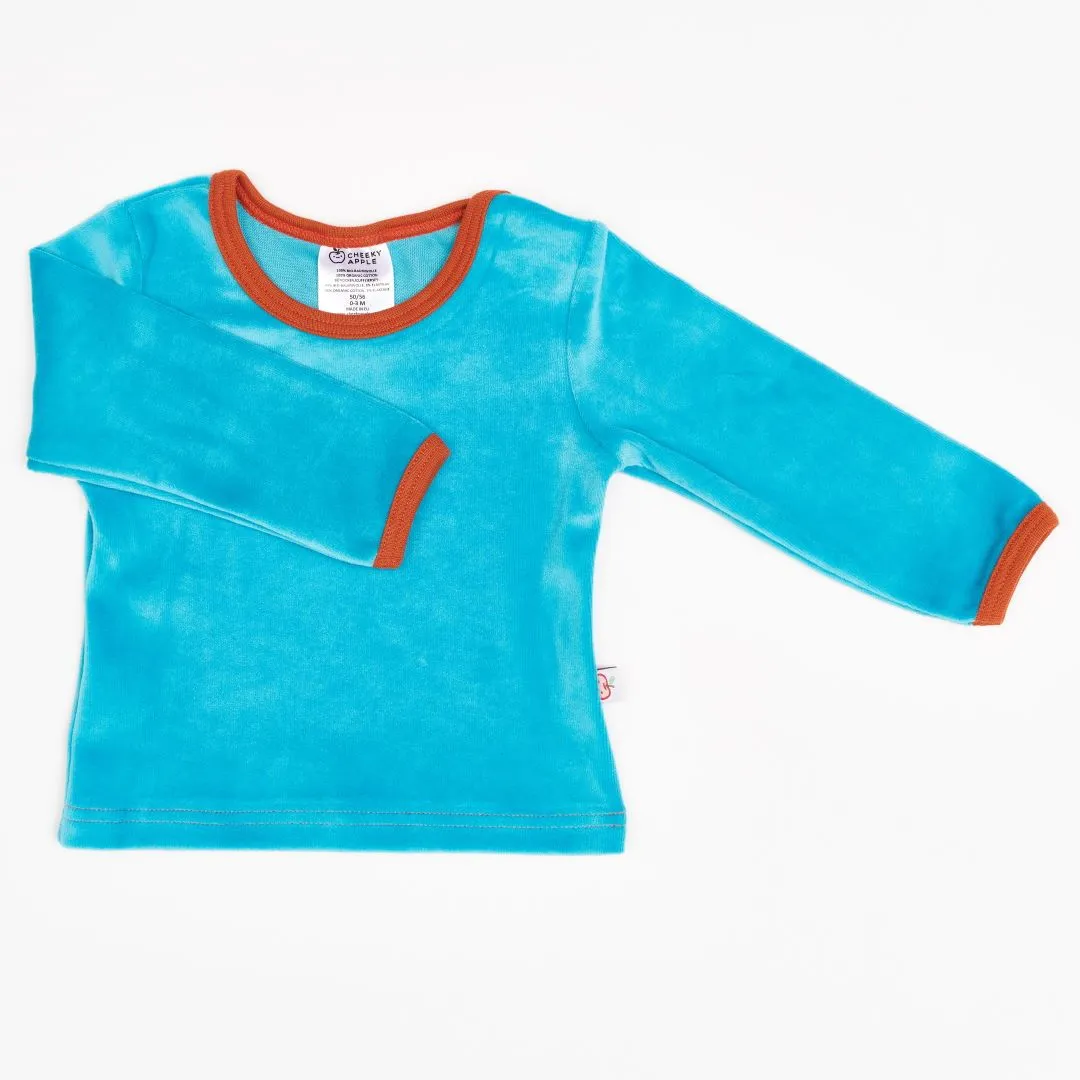 Organic longsleeve baby top "Nicki Pagoda Blue" - 100% organic cotton