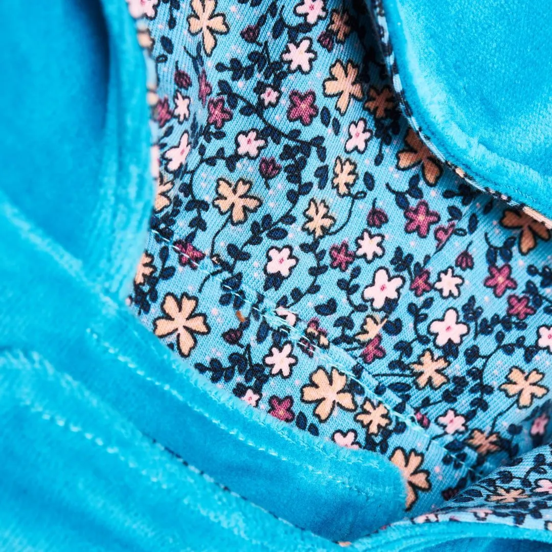 Organic reversible jacket "Missy Flower | Nicki Pagoda Blue" - 98% organic cotton, 2% elastane