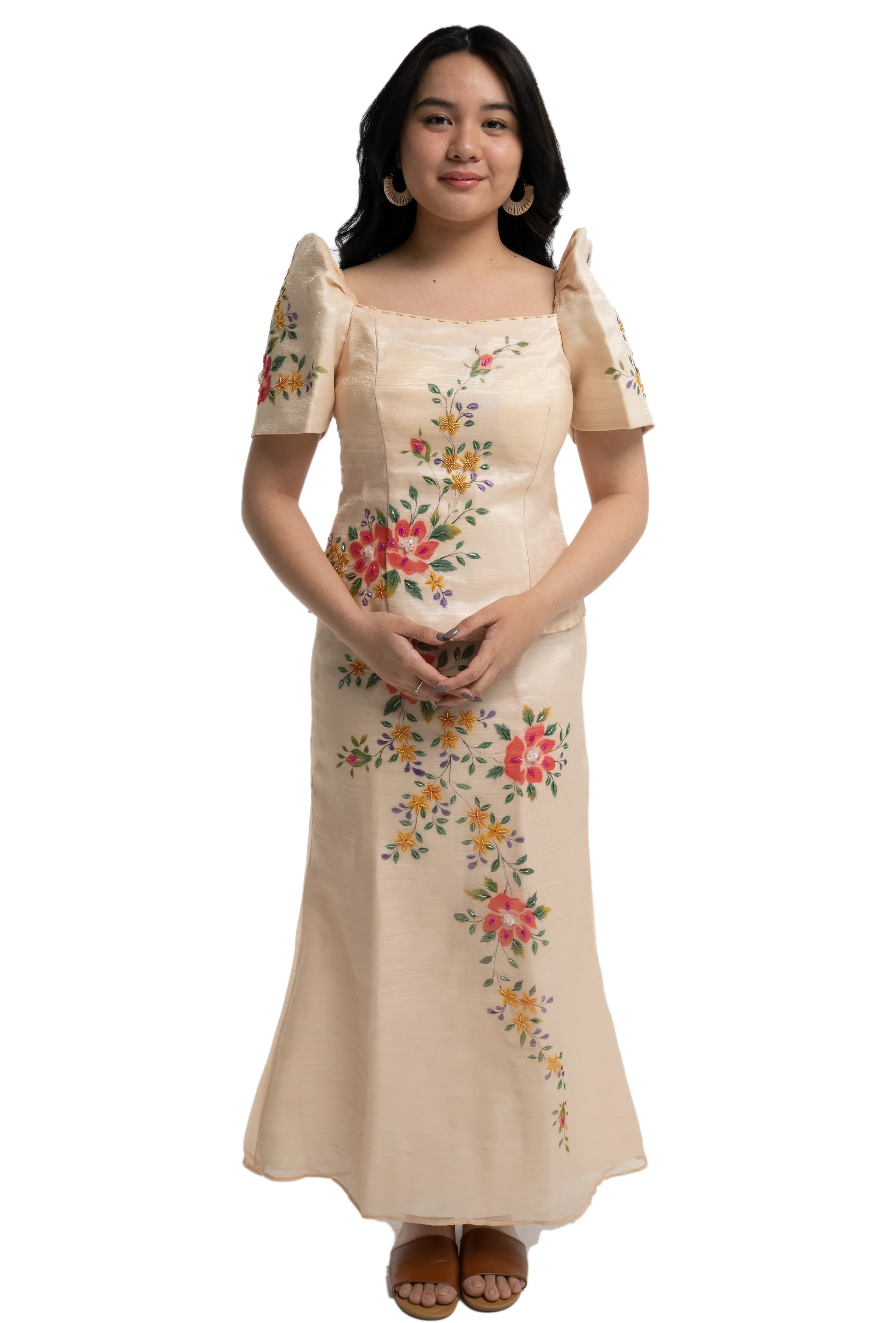 Organza Floral Hand-painted Filipiniana Baro't Saya  - Elle - ML966