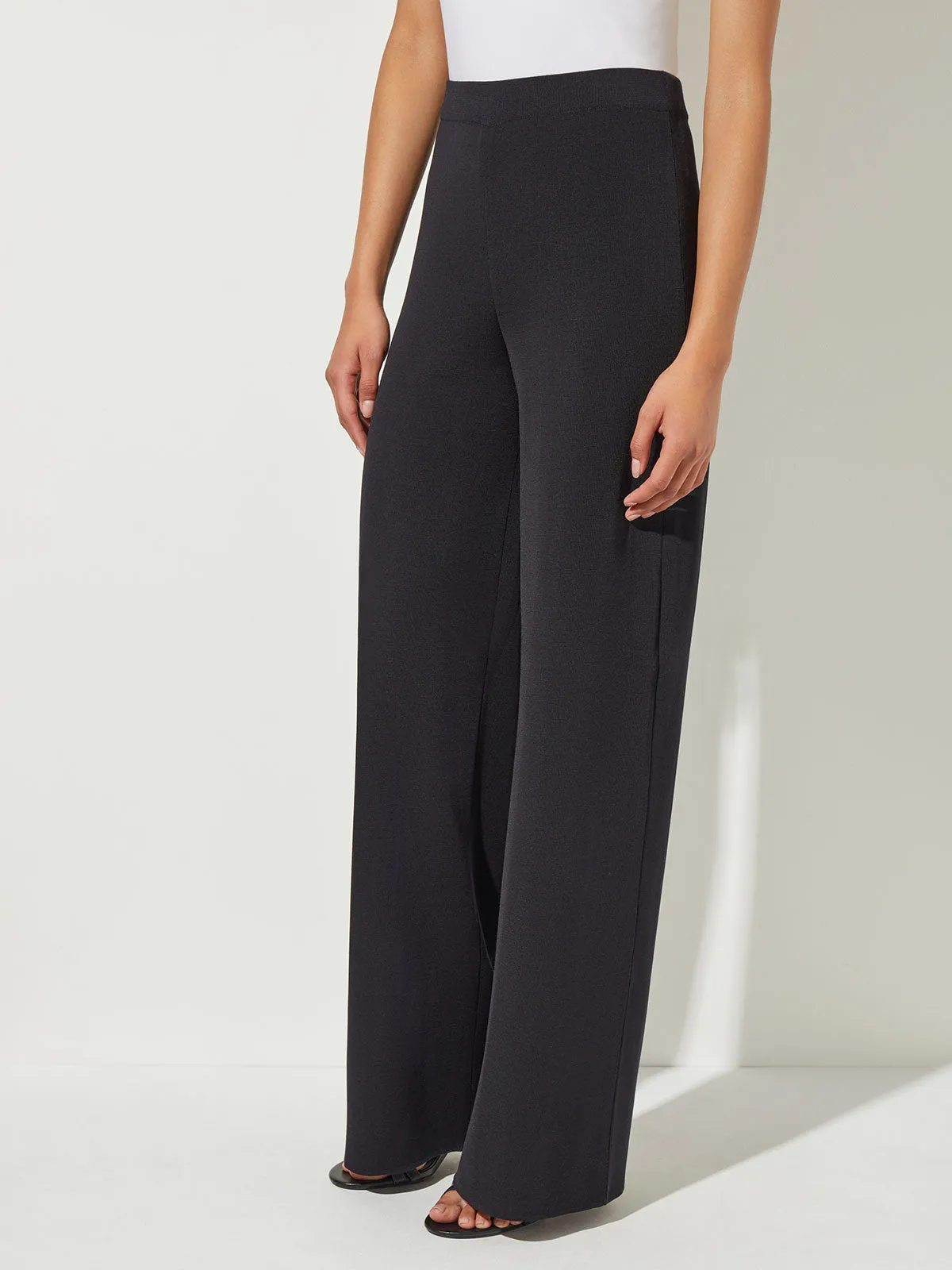 Palazzo Knit Pants, Black