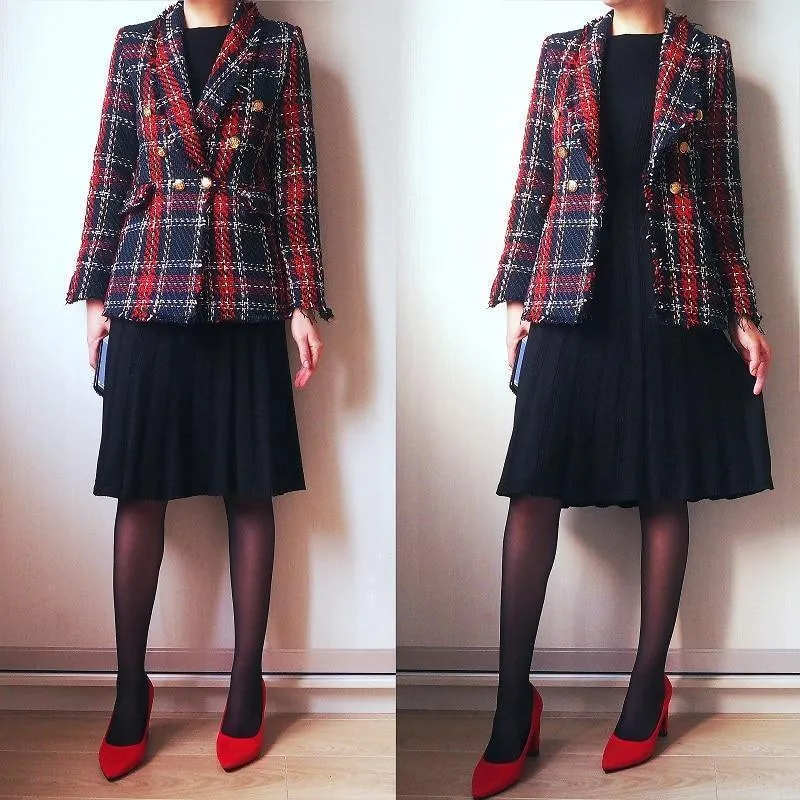 Plaid Blazer, Women Tweed Jacket