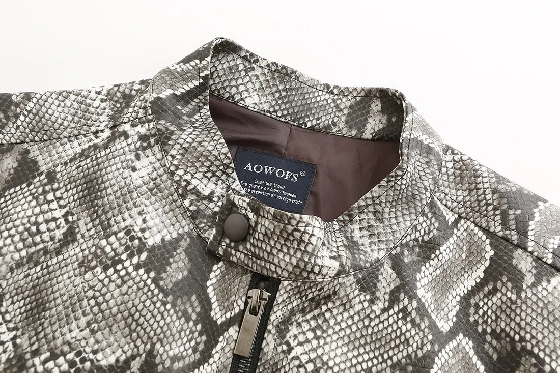 PU leather snakeskin jacket