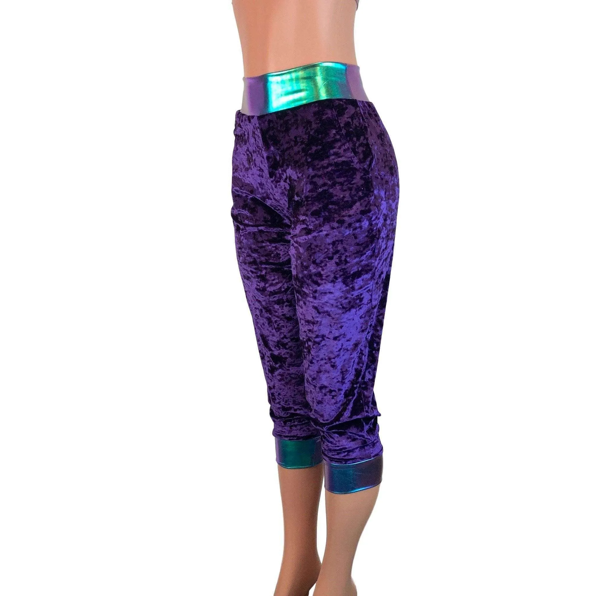 Purple Crushed Velvet/Oil Slick Joggers w/ Pockets Women's