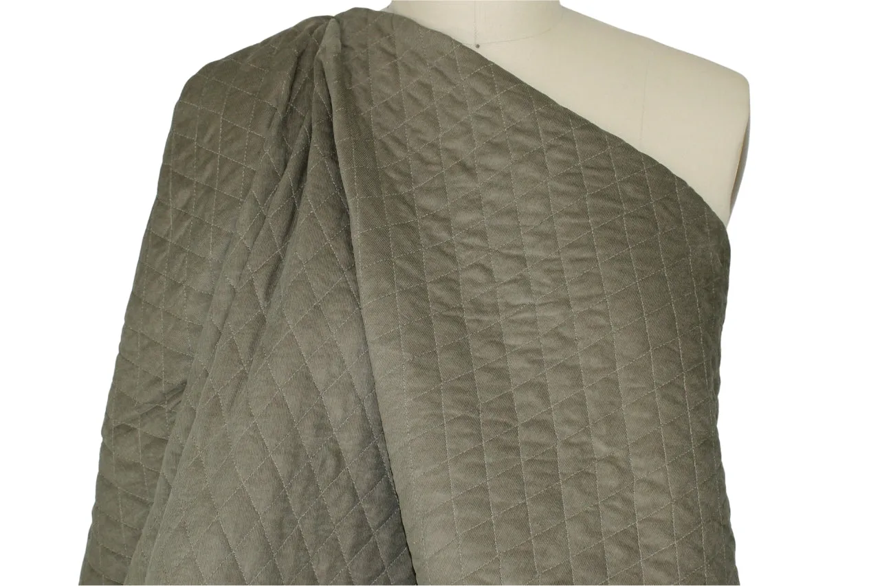 Quilted Pinwale Corduroy (!) Coating - Olive Taupe