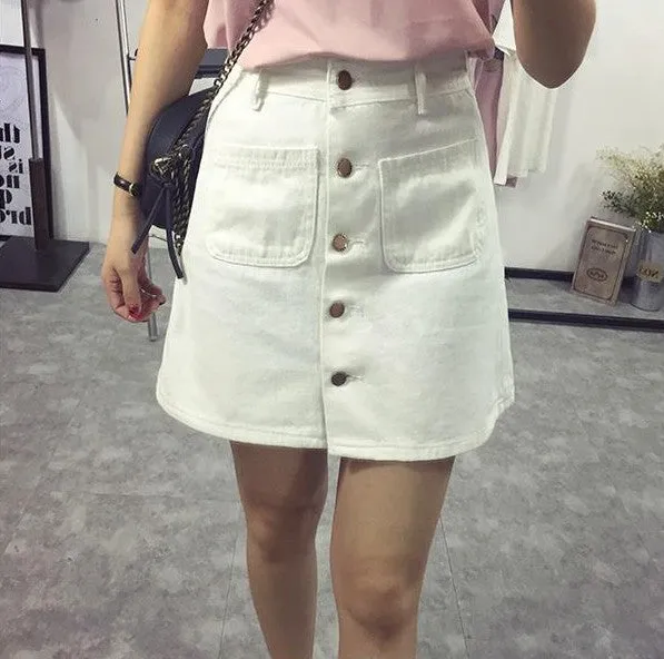 "DENIM BUTTON-UP" SKIRT