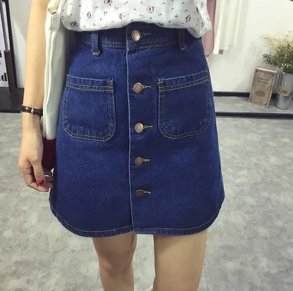 "DENIM BUTTON-UP" SKIRT