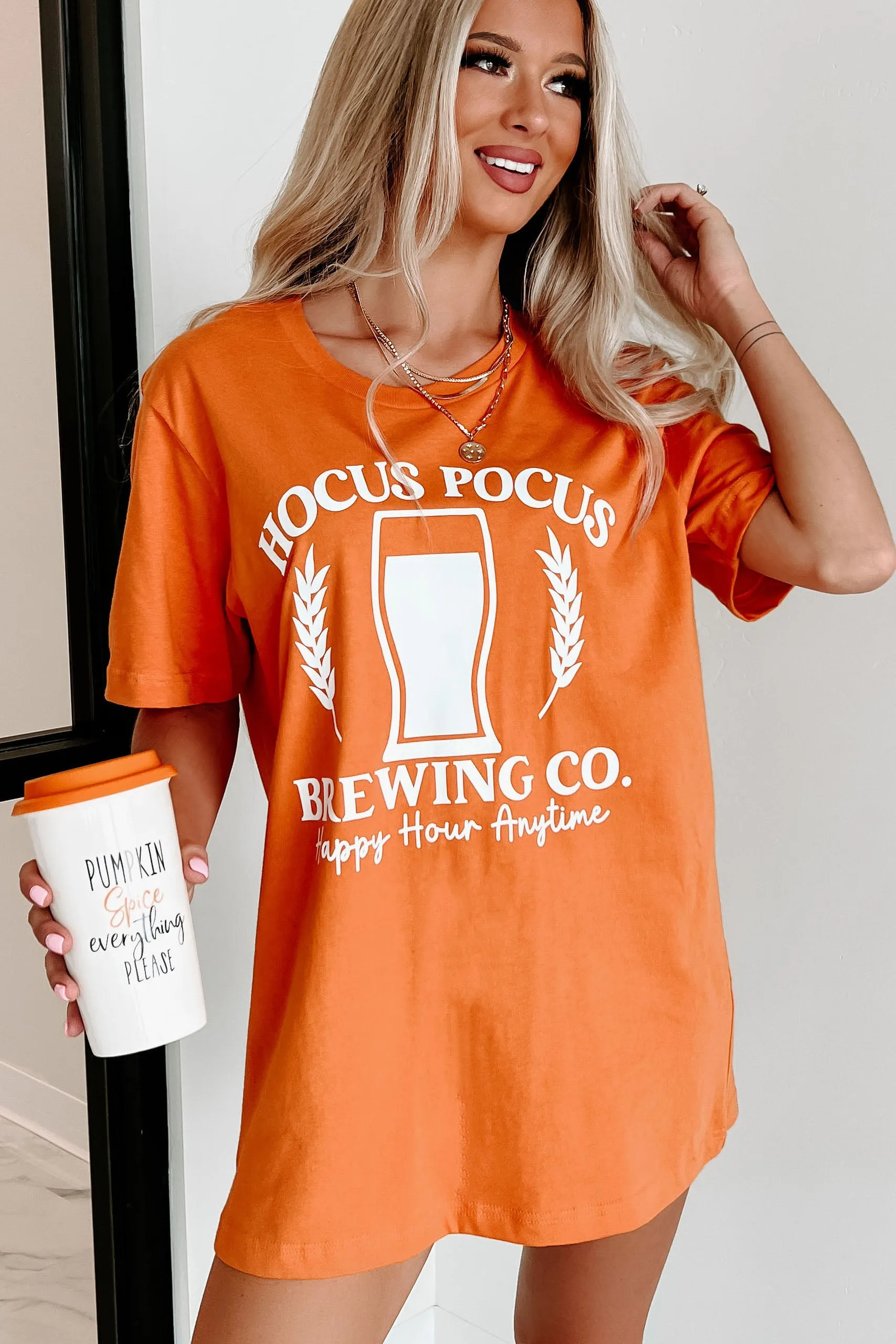 "Hocus Pocus Brewing Co." Graphic T-Shirt (Burnt Orange) - Print On Demand