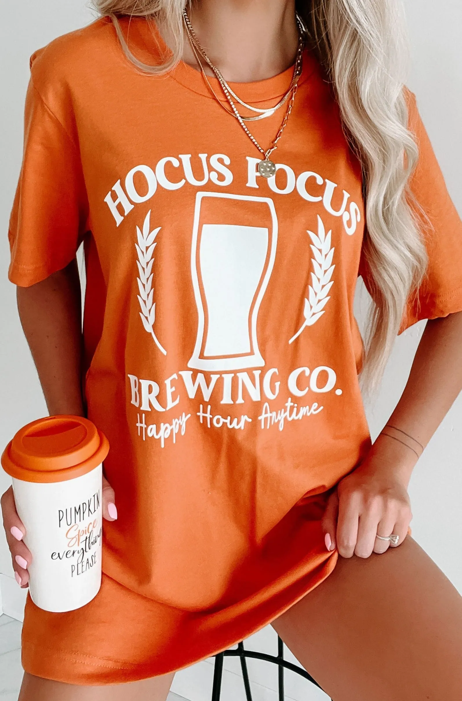 "Hocus Pocus Brewing Co." Graphic T-Shirt (Burnt Orange) - Print On Demand