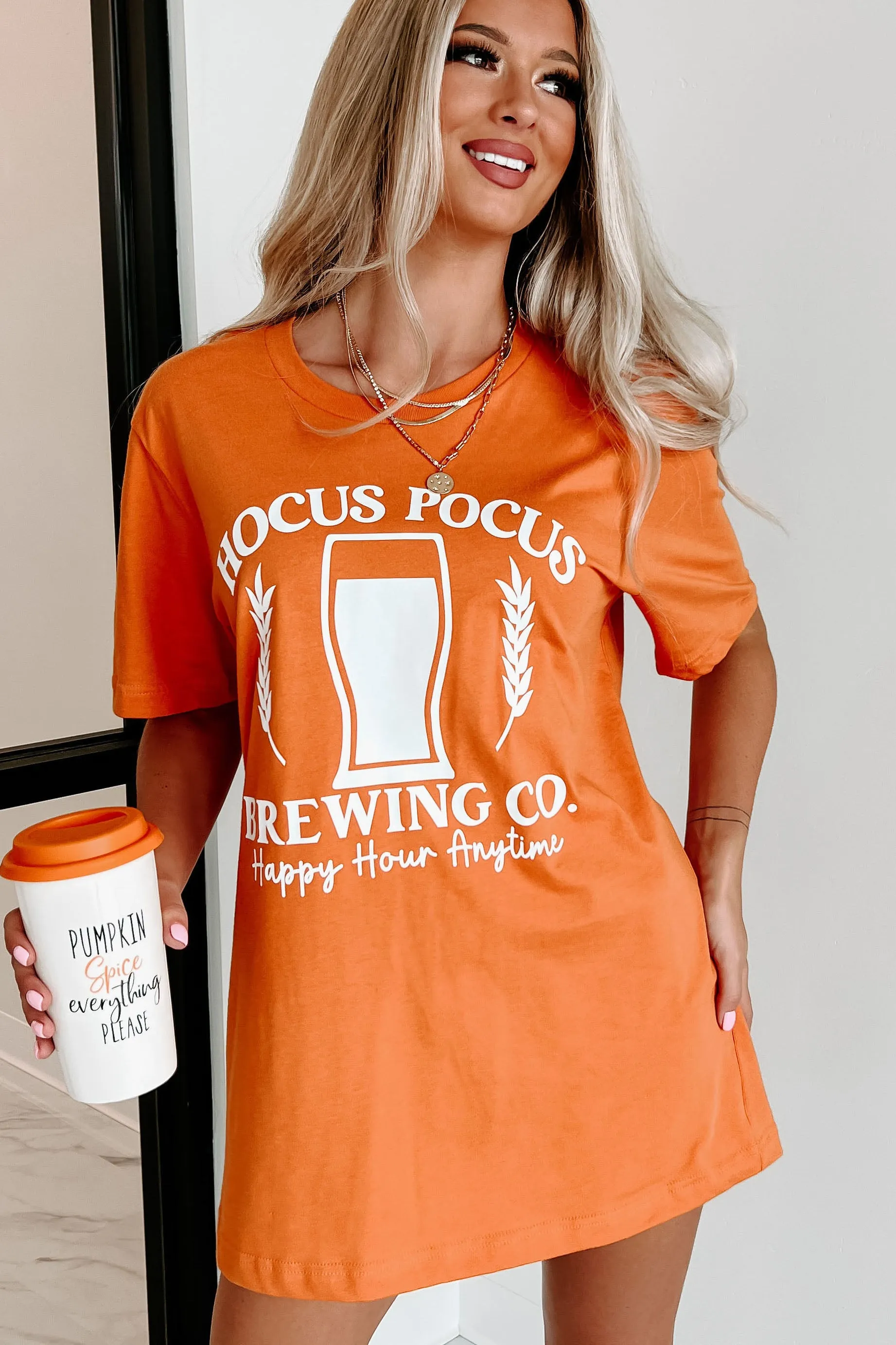 "Hocus Pocus Brewing Co." Graphic T-Shirt (Burnt Orange) - Print On Demand