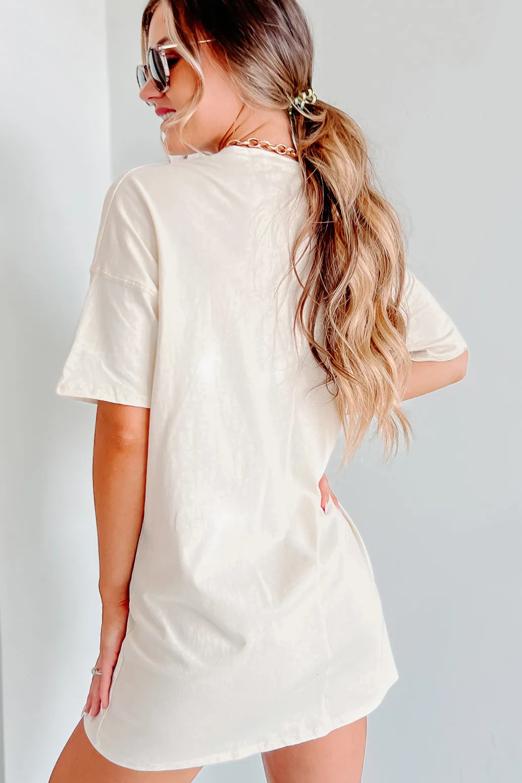 "NanaMacs XOXO" Oversized Graphic T-Shirt Dress (Vanilla/Taupe Text-Left Chest) - Print On Demand