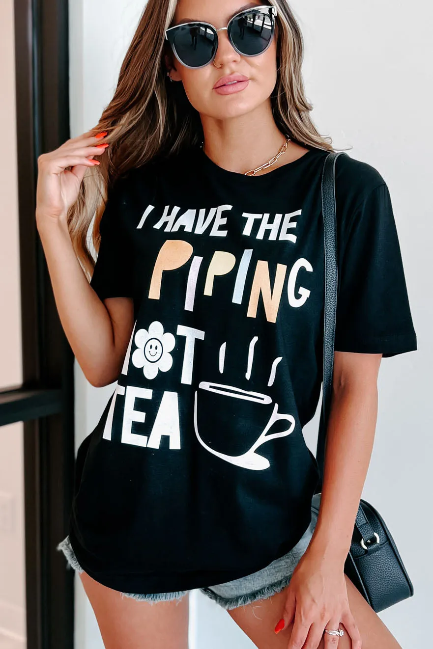 "Piping Hot Tea" Graphic T-Shirt (Black) - Print On Demand