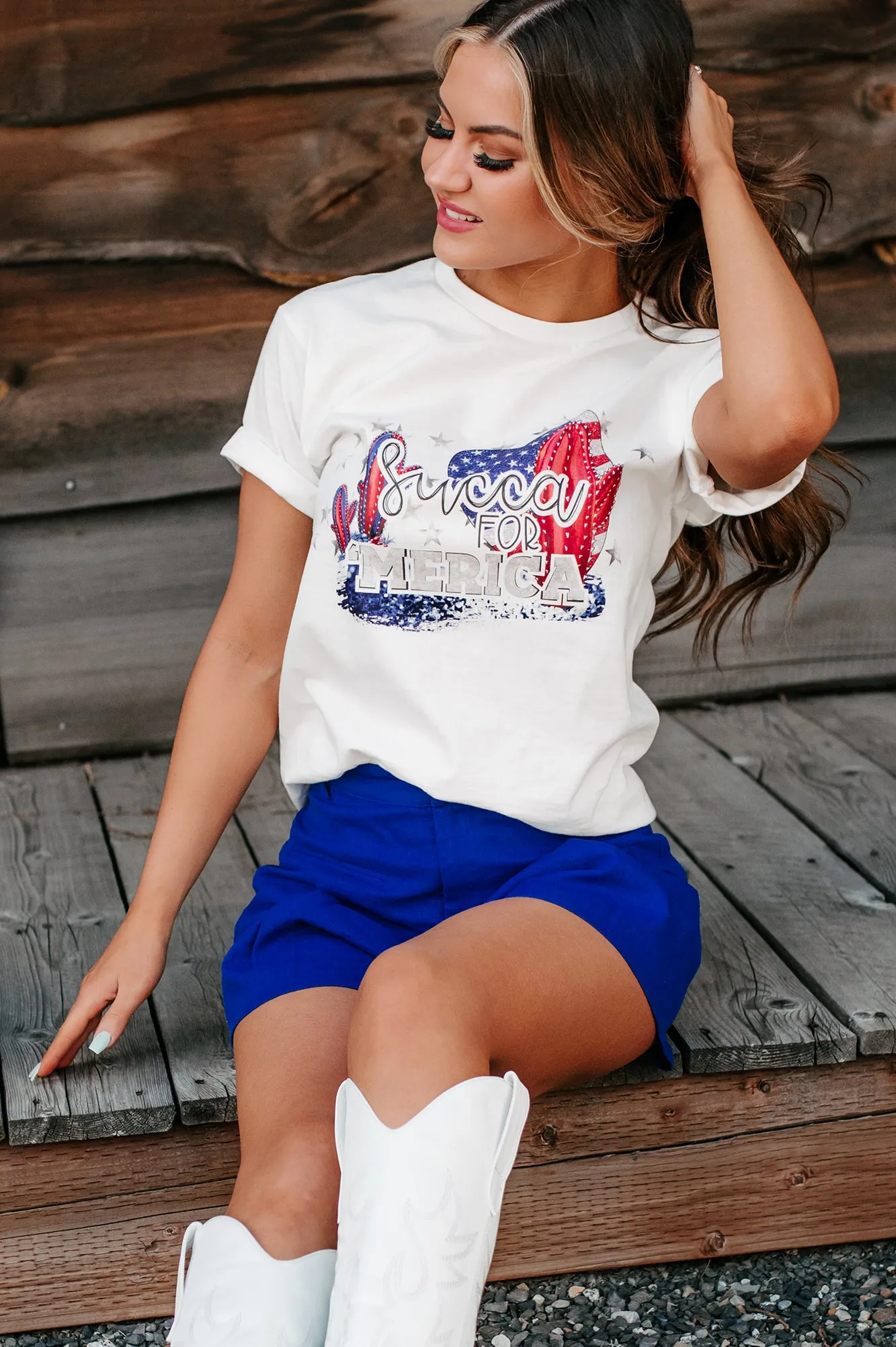 "Succa For Merica" Graphic T-Shirt (White) - Print On Demand