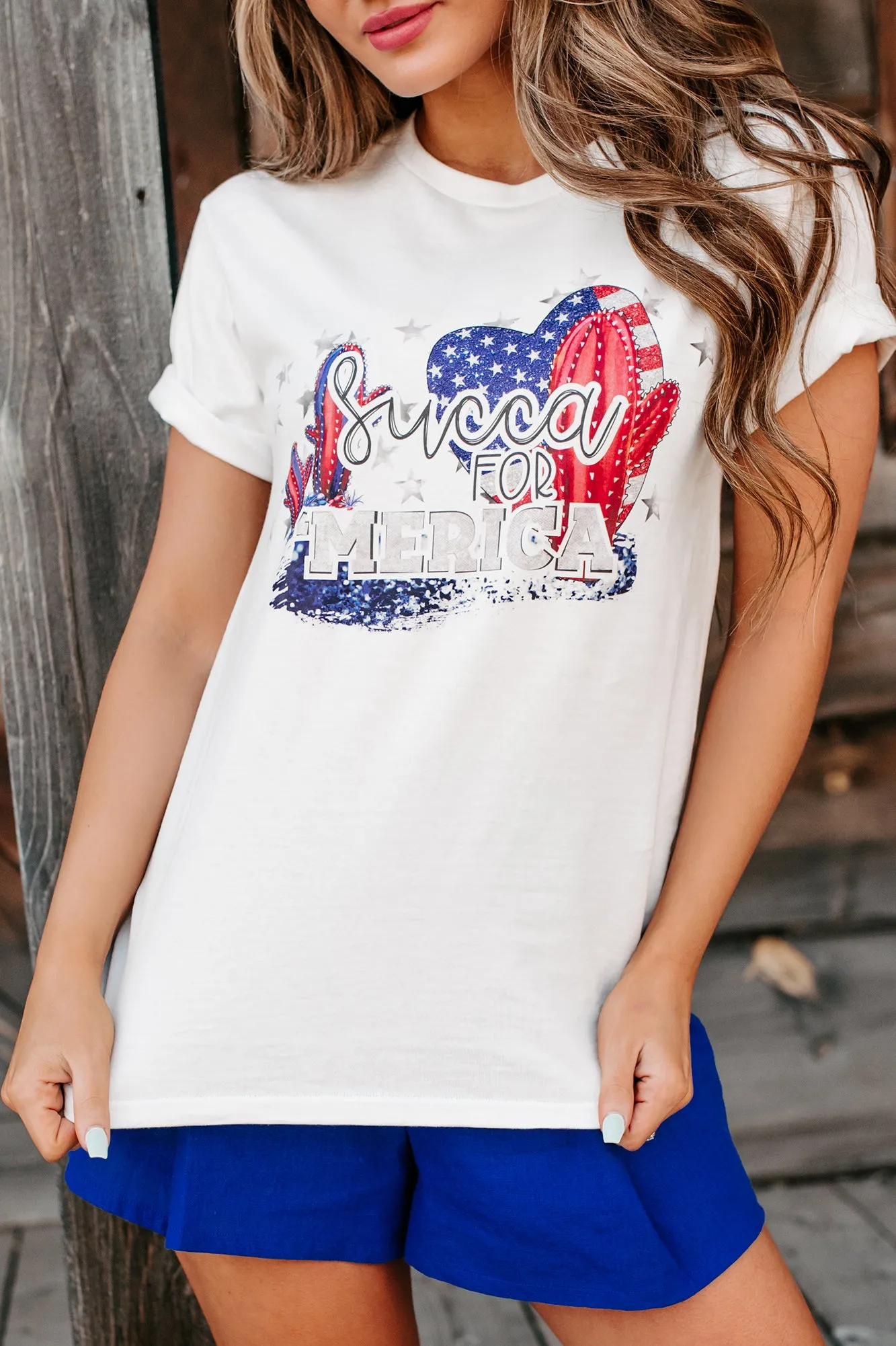 "Succa For Merica" Graphic T-Shirt (White) - Print On Demand