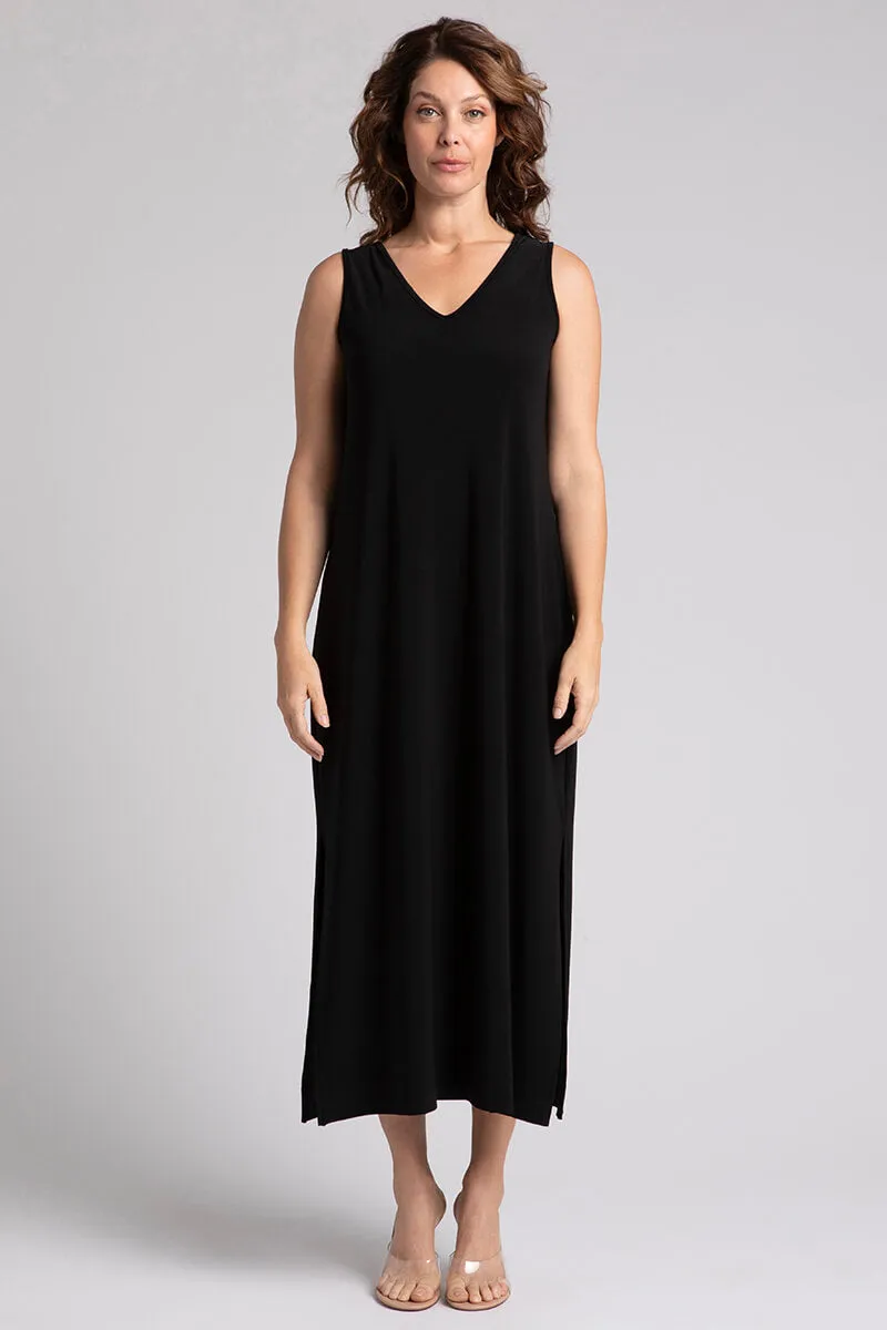 Reversible Slit Tank Dress | Black