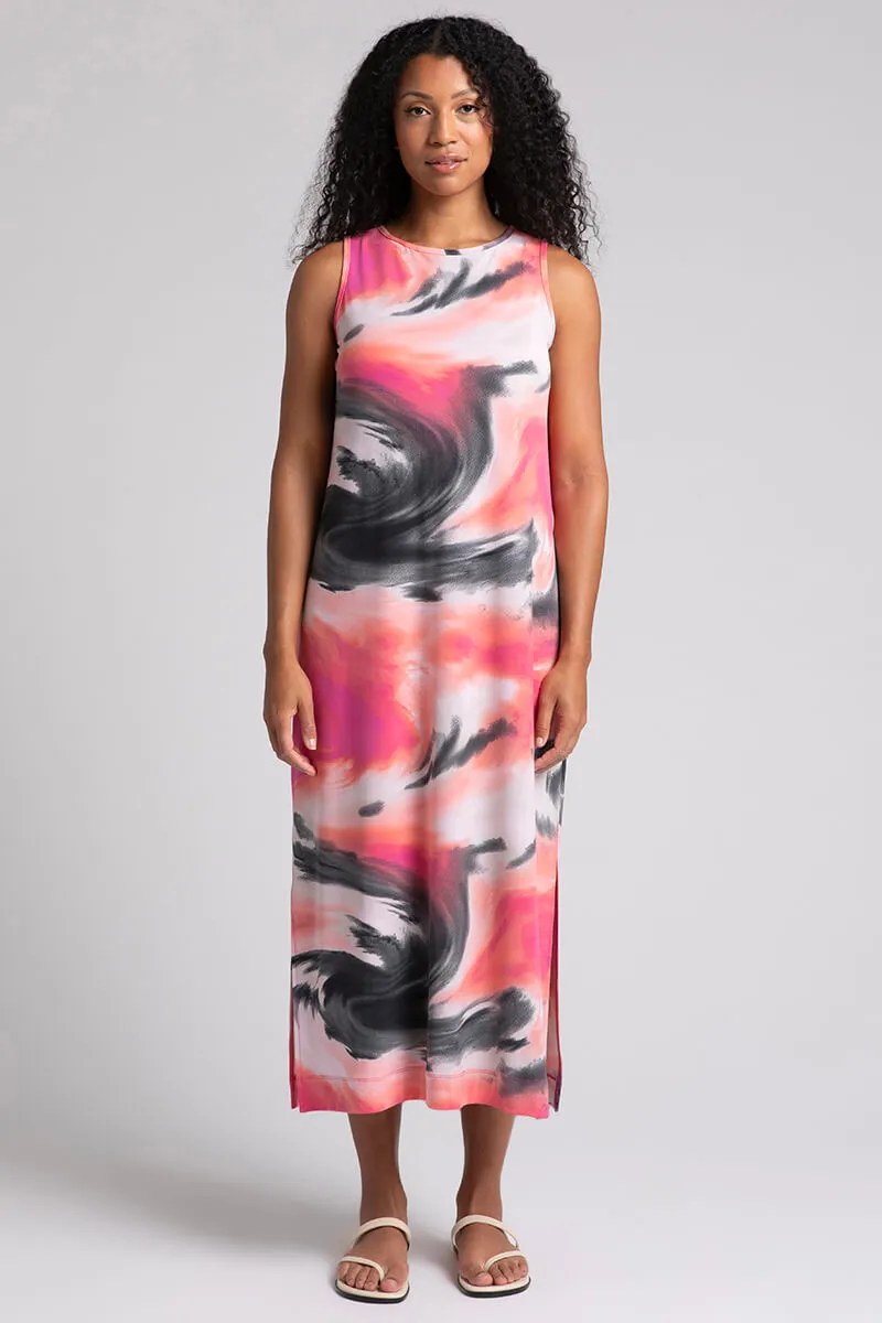 Reversible Slit Tank Dress | Marble Print